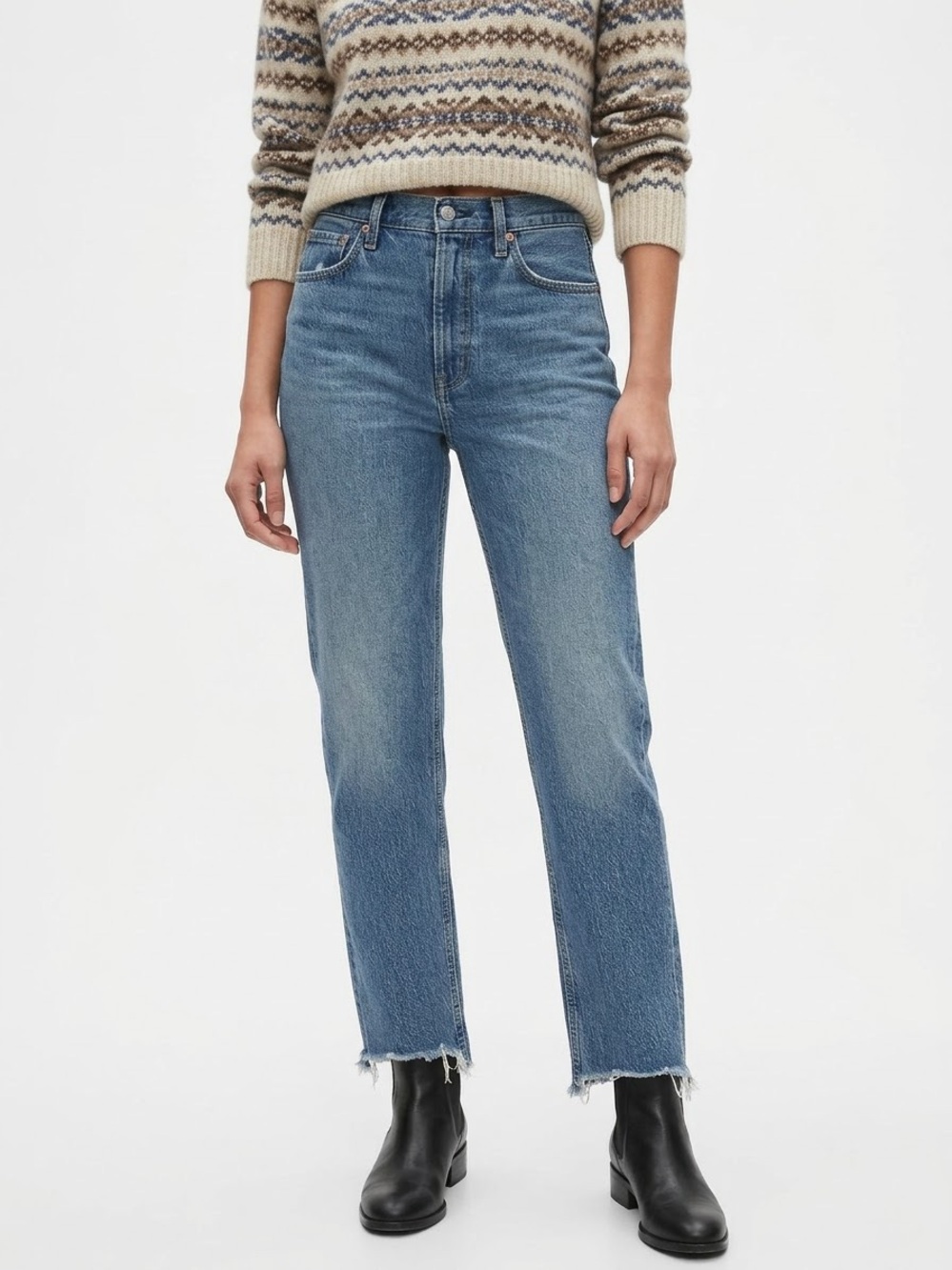 GAP Cheeky Straight High-Rise Jeans in Medium Blue 28/6